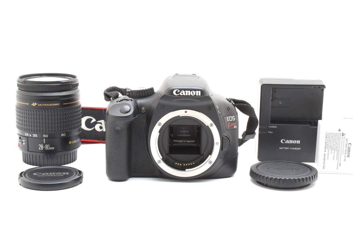 【美品】Canon キャノン EOS Kiss X4 ズームレンズセット デジタル一眼レフカメラ 【動作確認済】#2776731