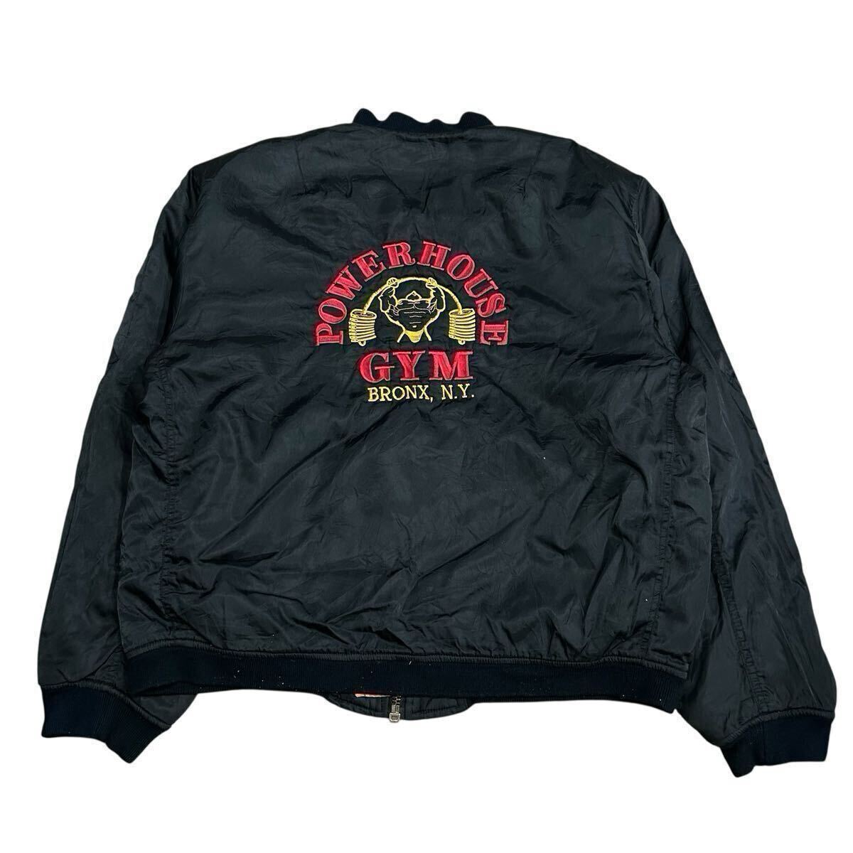刺繍入り 90s S.E.I.co MA-1 ボンバージャケット POWERHOUSE GYM マッチョ フライトジャケット ビンテージ XL X-LARGE USAF エアフォース