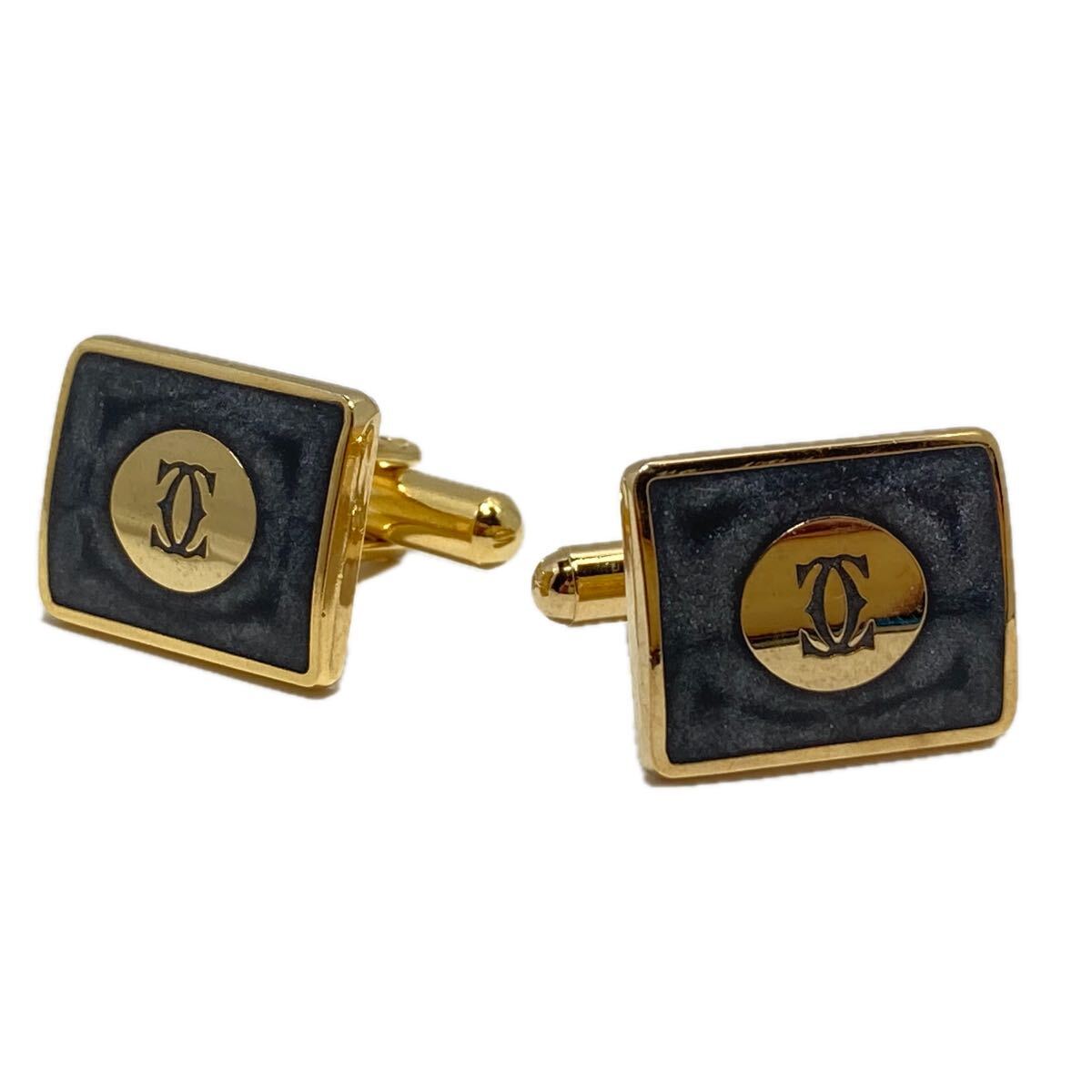 71-26 Cartier カルティエ カフス ロゴ カフリンクス ゴールド グレー ラメ