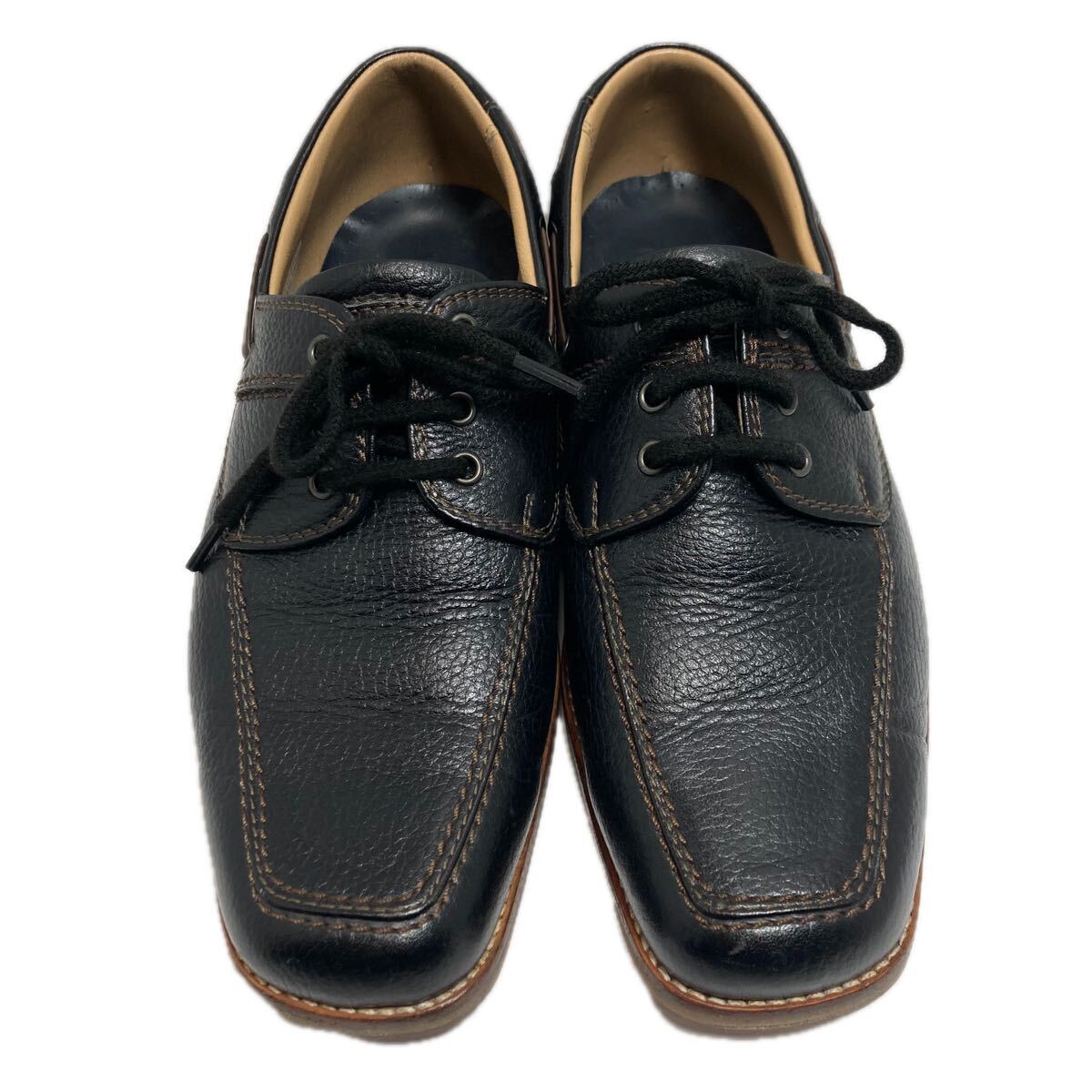 72-48 BURBERRY LONDON レザー デッキシューズ 25cm ブラック　バーバリー
