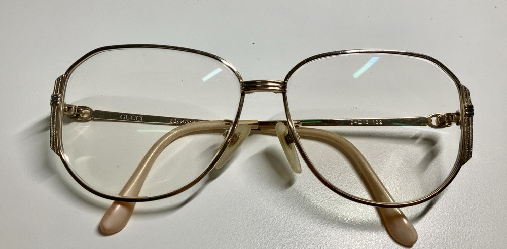 ●グッチ GUCCI 眼鏡 メガネ メンズ ファッション 人気 ブランド レディース 小物 度入り 箱無し ゴールド系 ユニセックス サイドロゴ