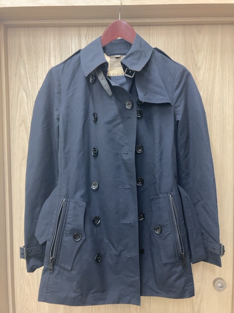 ●BURBERRY BRIT バーバリー ブリット ファッション ブランド ロゴ カジュアル チェック柄 コート ネイビー ノバチェック 中古