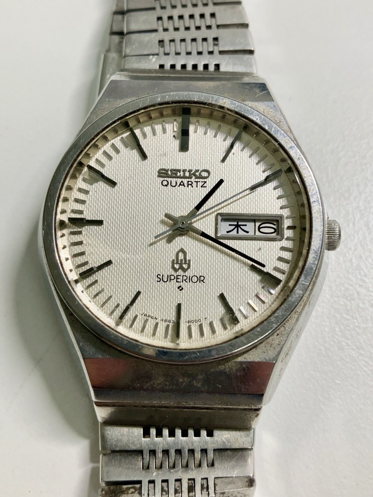 ★セイコー SEIKO クオーツ 不動 SUPERIOR セイコースーペリア メンズ時計 腕時計 4883-8100 中古 ブランド 日本　japan