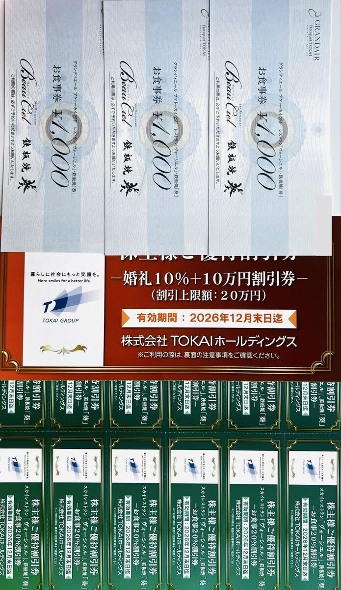 即決 匿名配送 送料無料！お食事券 3000円分 ヴォーシエル 葵 グランディエール TOKAI ホールディングス 株主優待券 トーカイ 静岡葵タワー