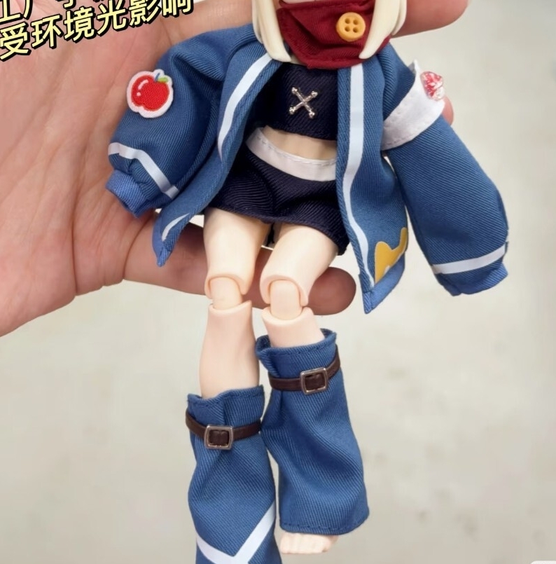 きのこ菌　お洋服　アウトフィット　ドール服　1/12 ブラインドドール　菇菌　未命名BJD　ブルー