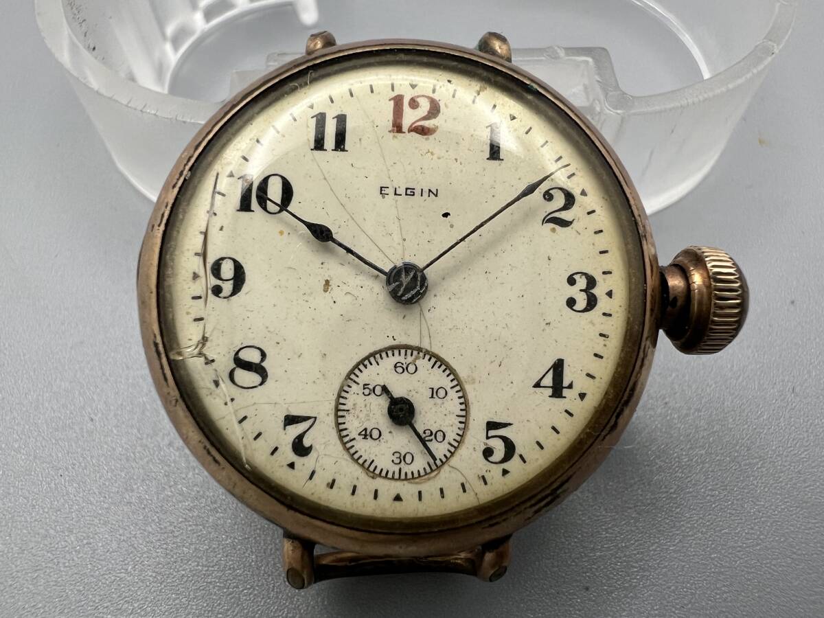 P812☆ジャンク ELGIN エルジン USA スモセコ 手巻き 腕時計 ヴィンテージ アンティーク フェイスのみ 現状渡し 1円〜
