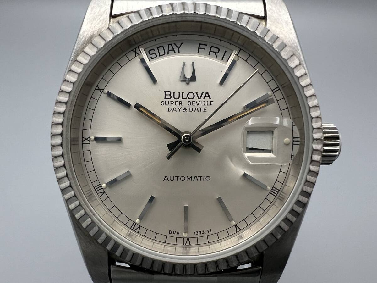 N1☆稼動品 リュウズ取れ BULOVA ブローバ SUPER SEVILLE スーパーセビル 4410103 DAY DATE デイデイト 自動巻き メンズ 腕時計 現状渡し