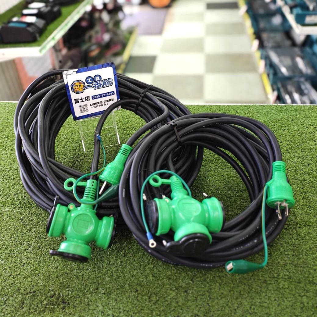 富)★2本セット 日動工業 トリプルポッキン 防雨型延長コード 15A125V 3個口 SVCT 2.0mm コード長約10m+20ｍ 領収OK m310-2-3b
