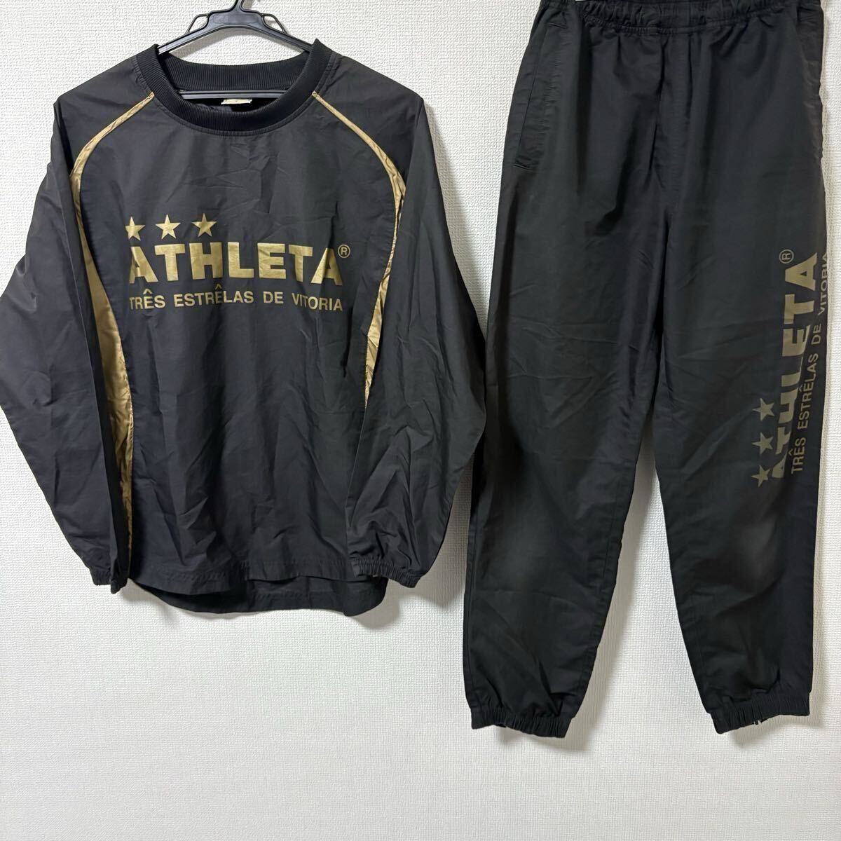 【人気】ATHLETA ピステ 上下セット ブラック アスレタ サッカー フットサル スポーツウェア　ウインドブレーカー　トレーニングウェア