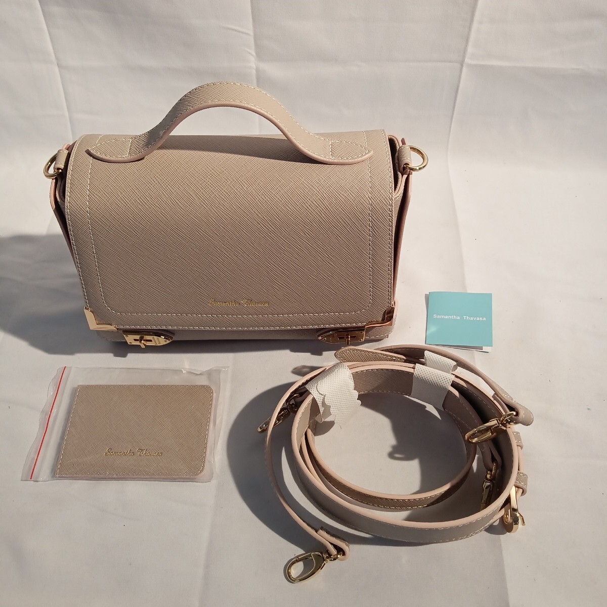 0001(DA031726) 美品　Samantha Thavasa ハンドバッグ ベージュ レザー サマンサタバサ
