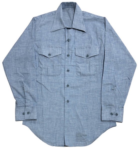 美品 80s 米軍 アメリカ軍 ミリタリー ユーティリティー シャンブレー 長袖 シャツ / U.S.NAVY U.S.ARMY USAF
