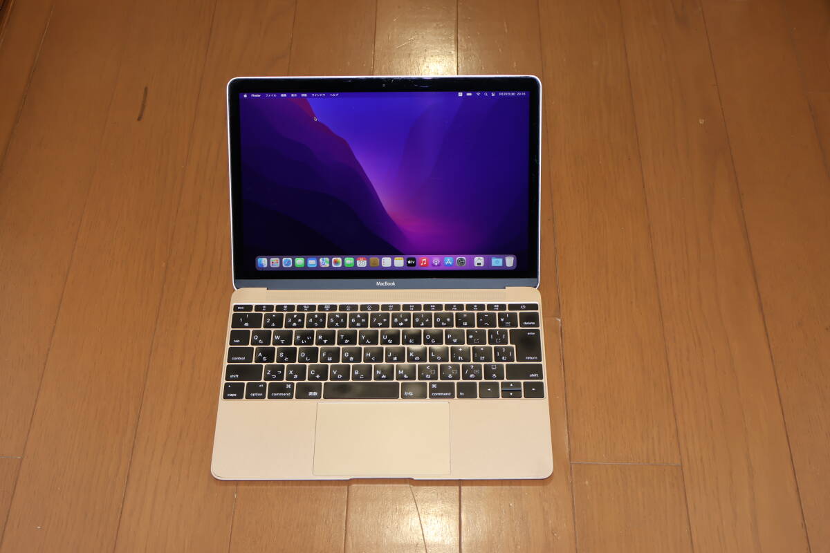 MacBook 12インチ/Core m3 1.1G/256G/8G/2016/ゴールド/OS Monterey