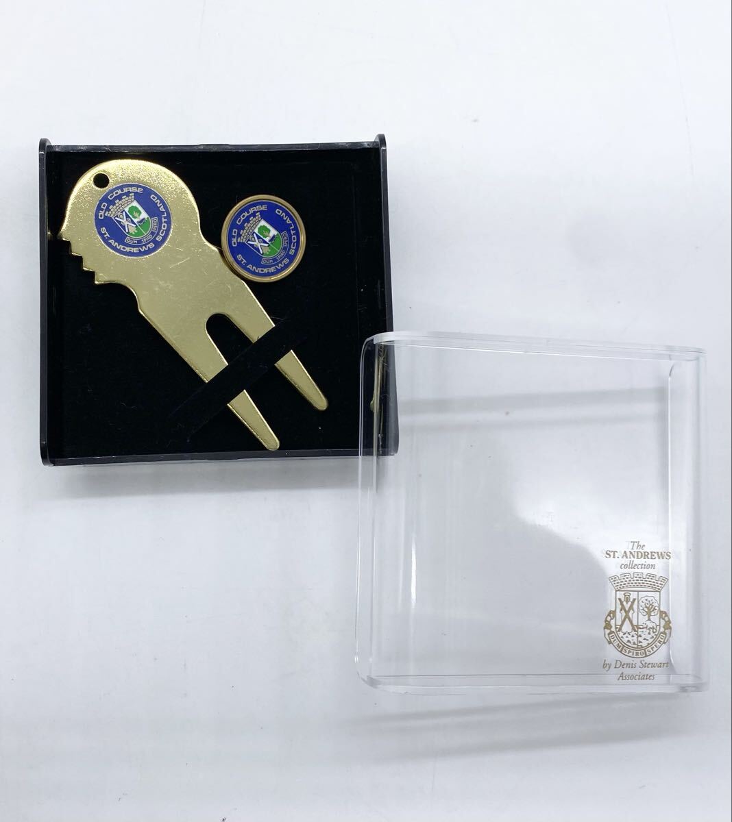 【未使用保管品】◇ST.ANDREWS OLD COURSE セント・アンドリュース オールドコース ゴルフマーカー＆グリーンフォーク◇ケース付き
