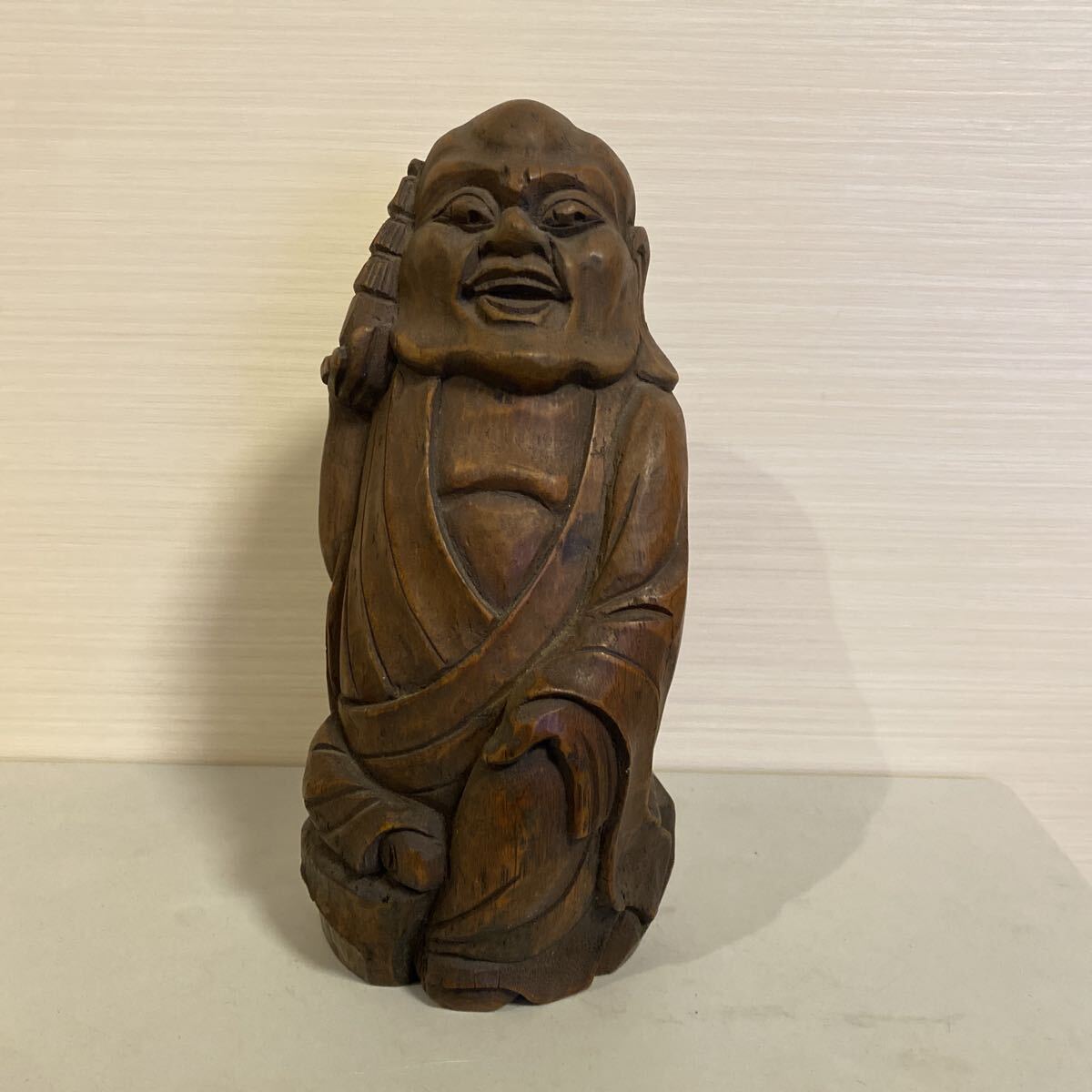 旧家整理品 竹根 竹製 古竹 羅漢 置物 達磨大師 魔除け 縁起物 オブジェ 細密彫刻 骨董品 古美術品 時代 時代物 唐物 高さ27cm【319】