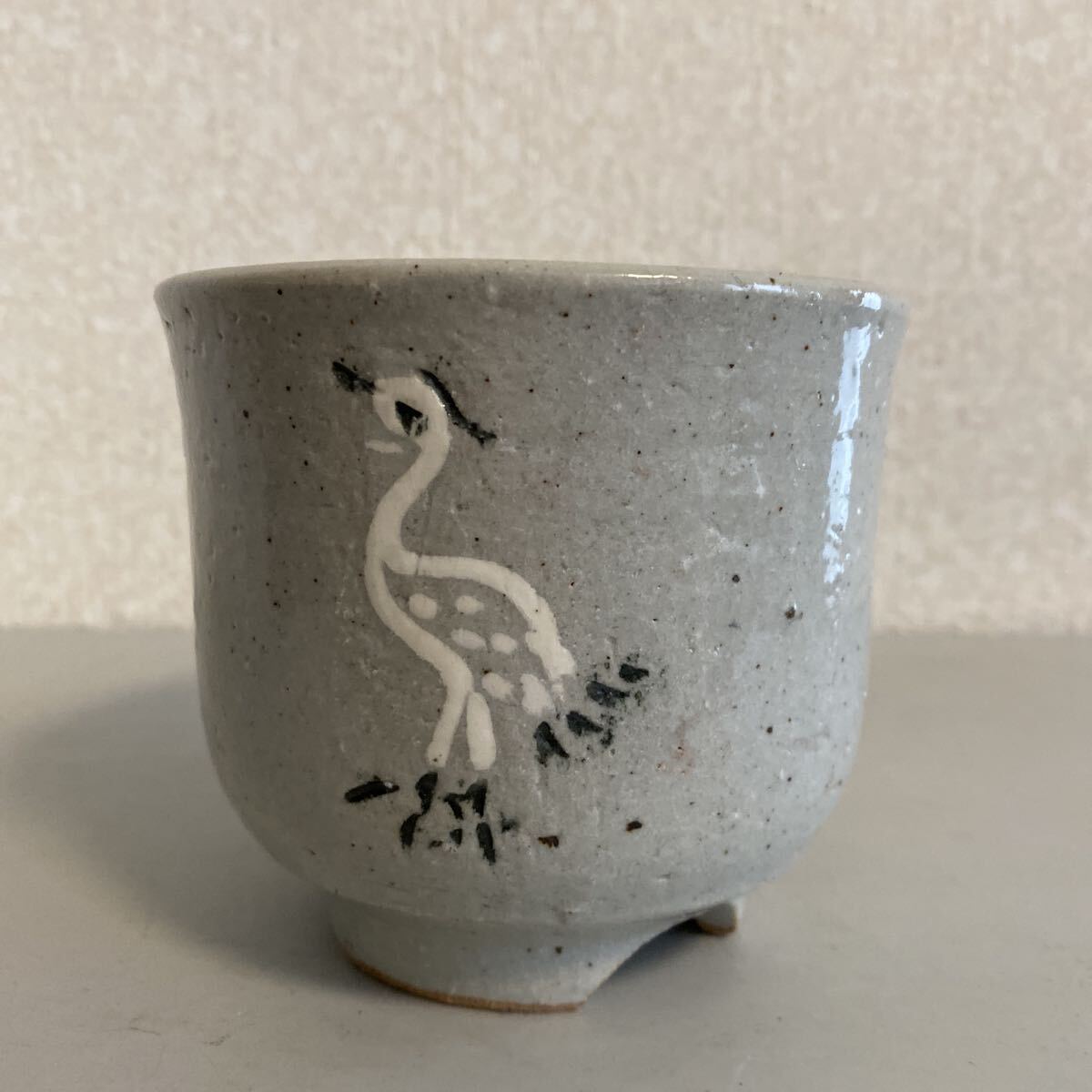 朝鮮古美術 高麗青磁 立鶴茶碗 李朝 筒茶碗 煎茶 茶道具 抹茶碗 鶏竜山 韓国 高麗 時代 唐物 骨董品 古美術品 中国古玩　古陶磁【325】