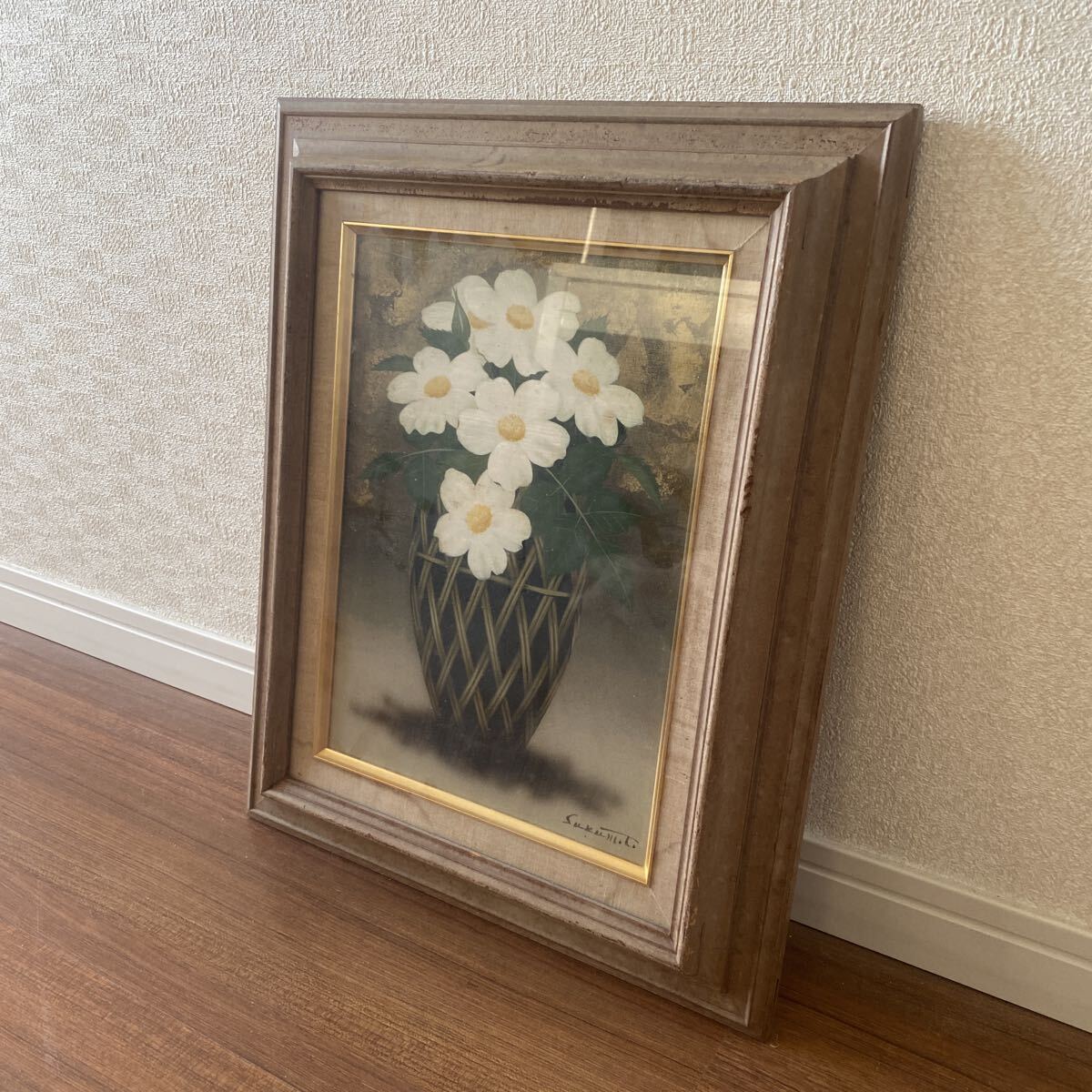 真作保証 阪本修次 のいばら 薔薇 絵 絵画 花 油彩 油絵 額装 額縁 作家 在銘 骨董品 古美術品【330】