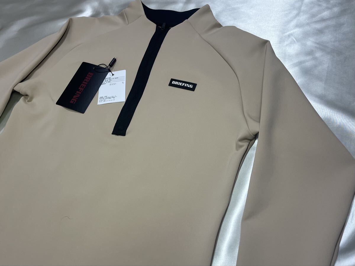 美品 ブリーフィング ゴルフ ハーフジップ BRIEFING GOLF HALF ZIP SHIRT BRG231M36 べージュ S