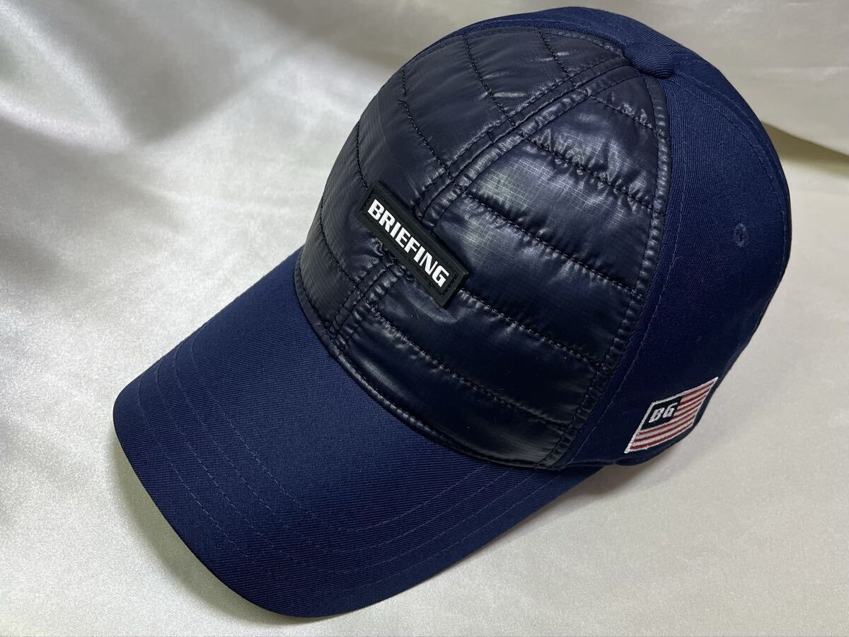 美品 BRIEFING GOLF ブリーフィング ゴルフ 帽子 キャップ キルティング ネイビー