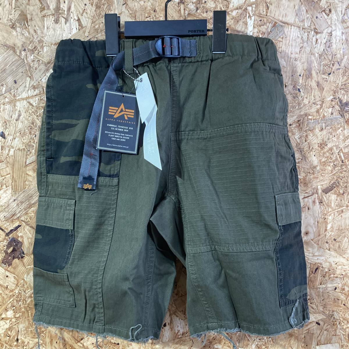 Alpha Industries nano universe カーゴ ショート パンツ M オリーブ コラボ 別注 限定 パッチワーク マルチ クレイジー カラー