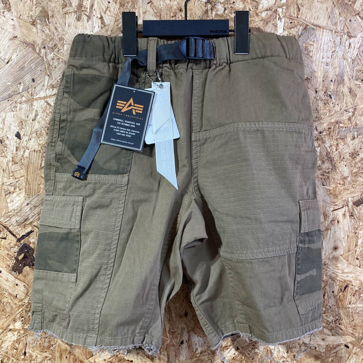 Alpha Industries nano universe カーゴ ショート パンツ M ベージュ コラボ 別注 限定 パッチワーク マルチ クレイジー カラー