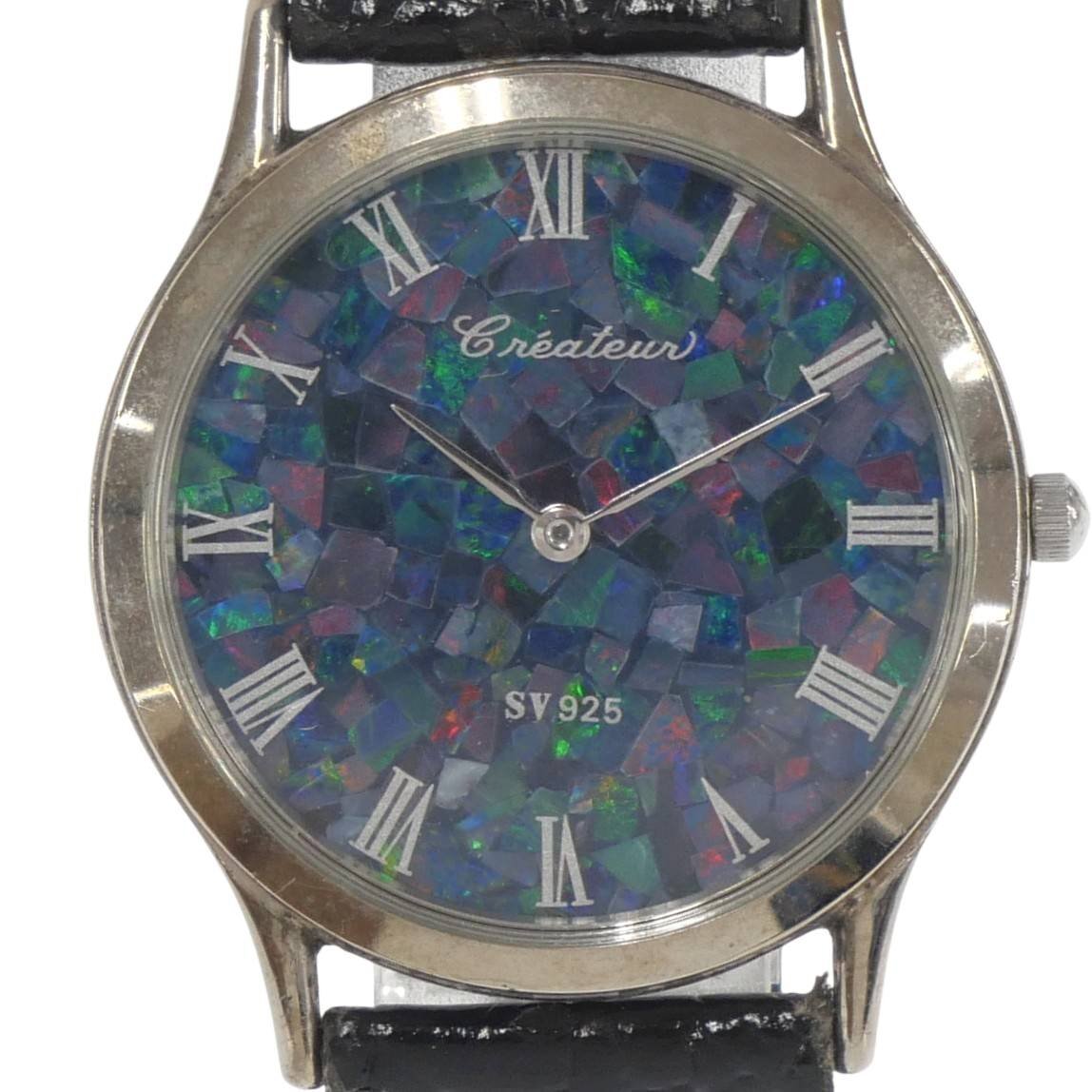 1円スタート 稼働品 Createur クレアトゥール モザイクオパール文字盤 IS201 腕時計 ウォッチ シルバー925 SV925 レディース ボーイズ