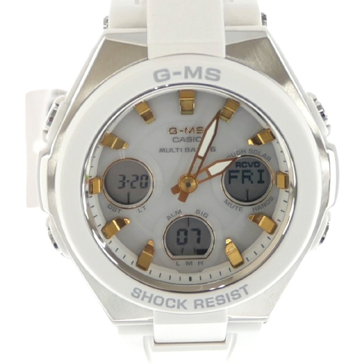 1円スタート 稼働品 CASIO カシオ Baby-G ベビーG MSG-W100 タフソーラー アナデジ マルチバンド6 腕時計 ホワイト文字盤 レディース