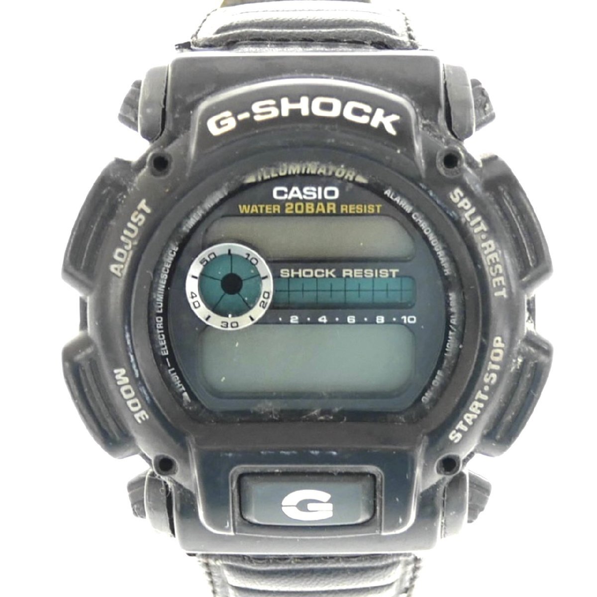 1円スタート CASIO カシオ G-SHOCK Gショック DW-9052V クォーツ QZ デジタル ラウンドフェイス ブラック SS メンズ 腕時計 動作未確認
