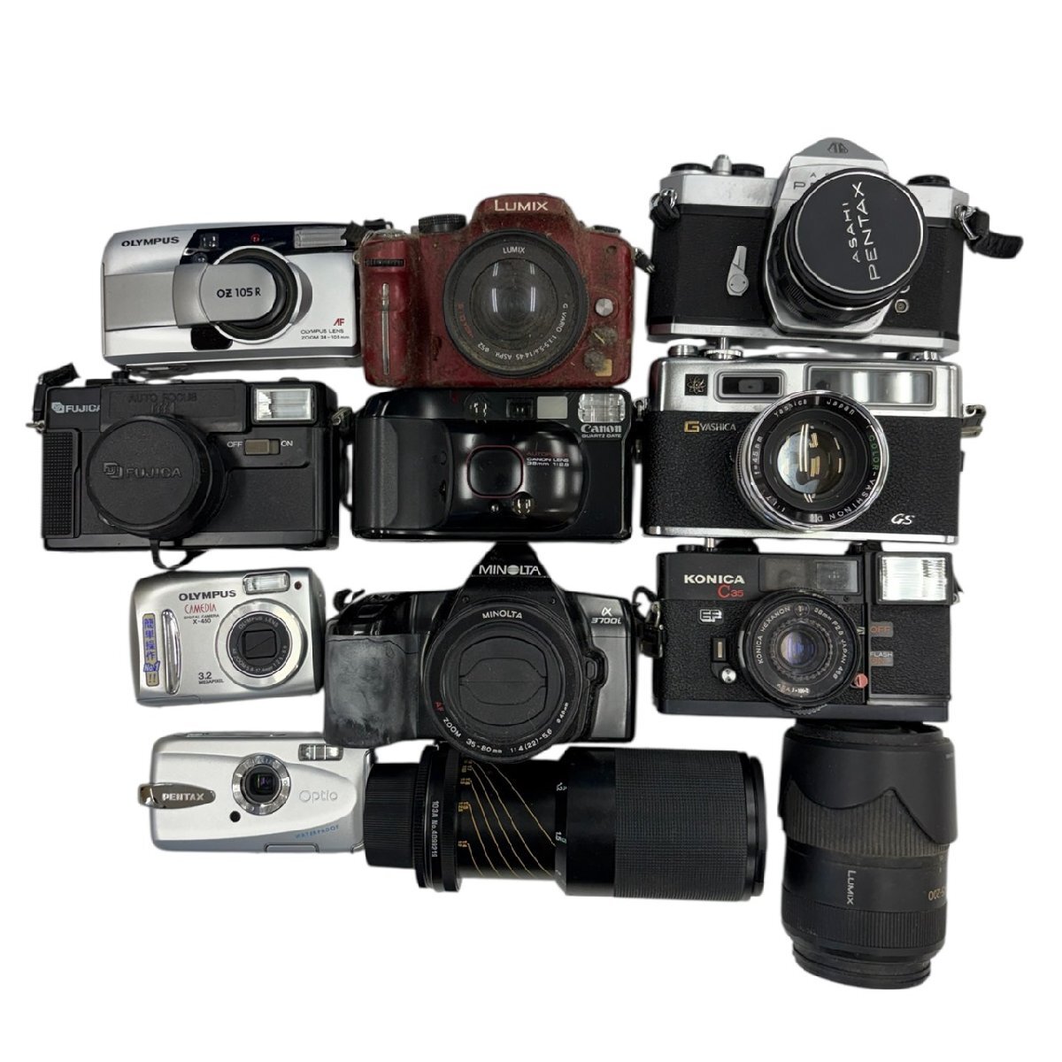 1円スタート カメラ まとめ12点セット ミノルタ オリンパス ペンタックス フジカ 等 デジカメ デジタルカメラ レンズ 本体 動作未確認