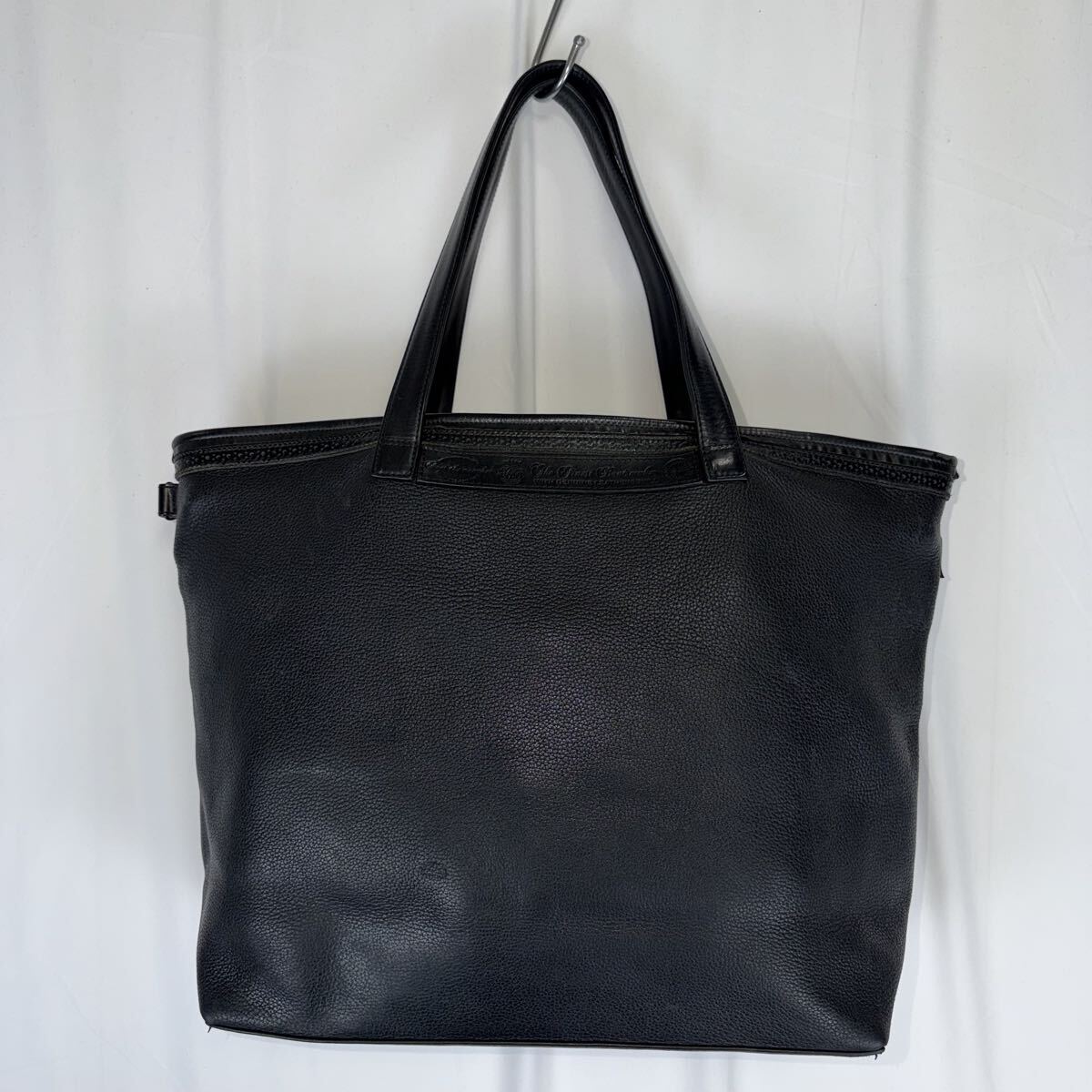 美品 foot the coacher BROGUE TOTE BAG レザー トートバッグ ハンドバッグ フットザコーチャー 本革 無地 黒 ブラック シボ革 ブローグ