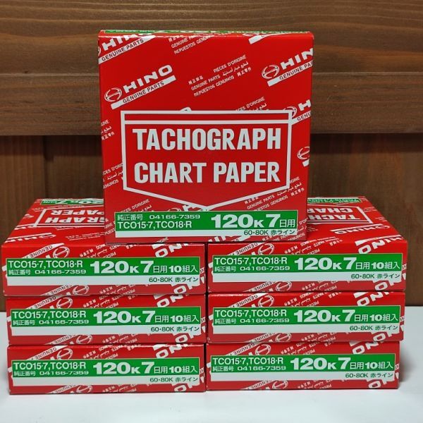 未使用 日野純正 タコグラフ チャート紙 7点まとめ 矢崎 TCO15-7 TCO18-R 120K 7日用 10組入 O4166-7359 B26GN
