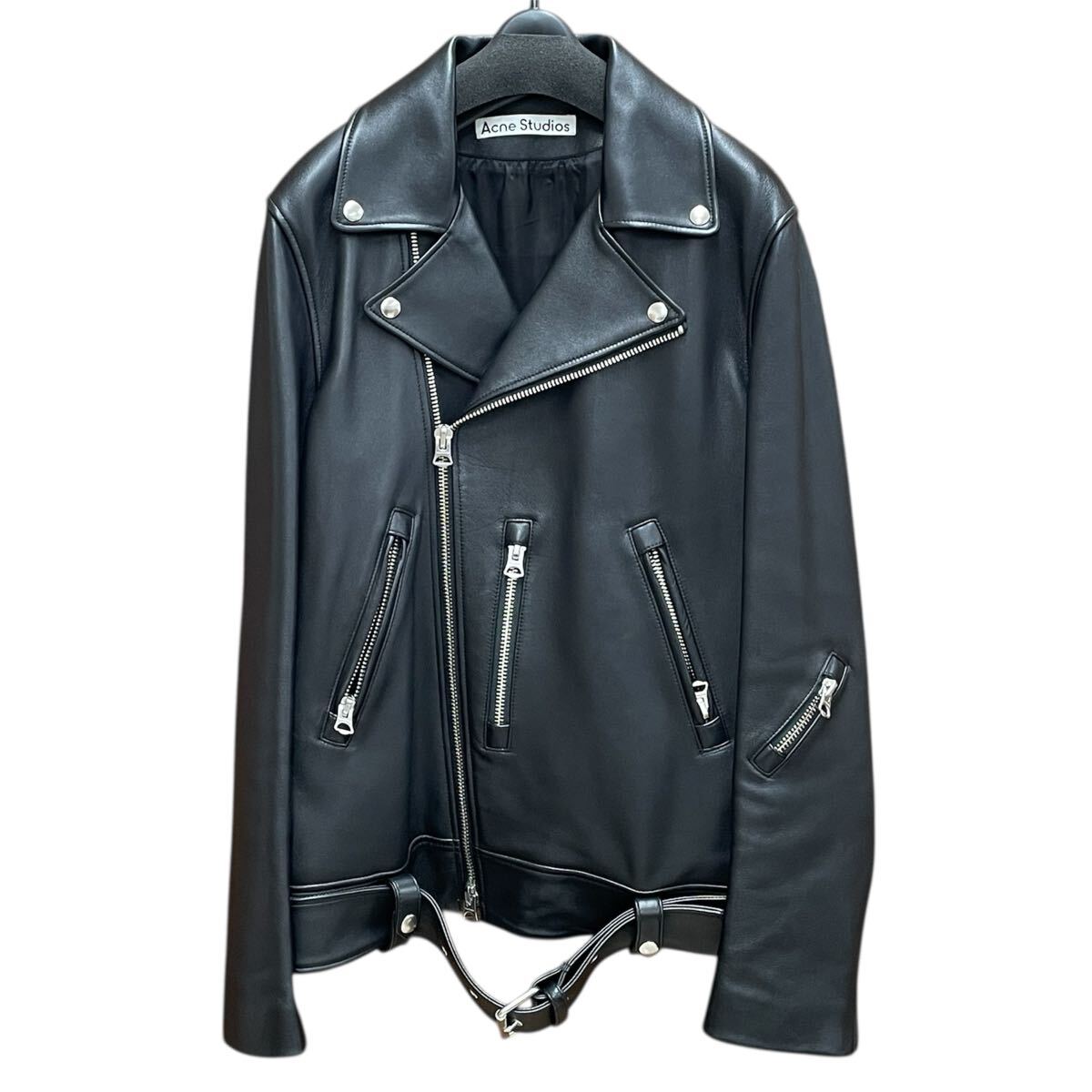 極美品 Acne Studios アクネストゥディオス ラムレザー ダブルライダース ジャケット サイズ46 B70075 