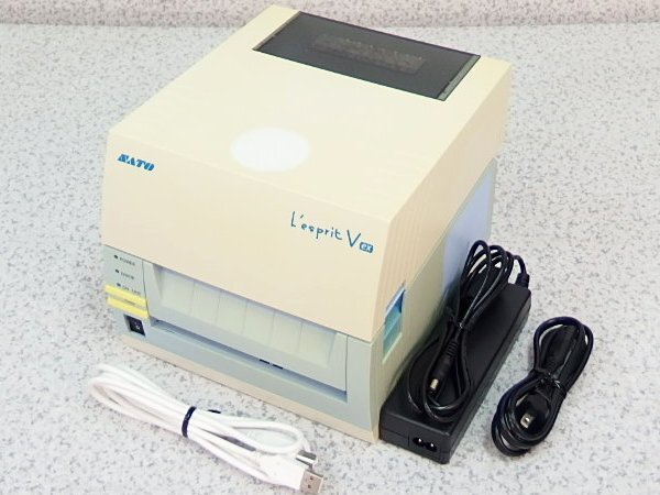 ■β 6台入荷 SATO/サトー バーコードプリンタ L'esprit R412v-ex STDカーボンリボン仕様USB/RS232C/LAN/SD/印字OK【Cランク】【0326-02】