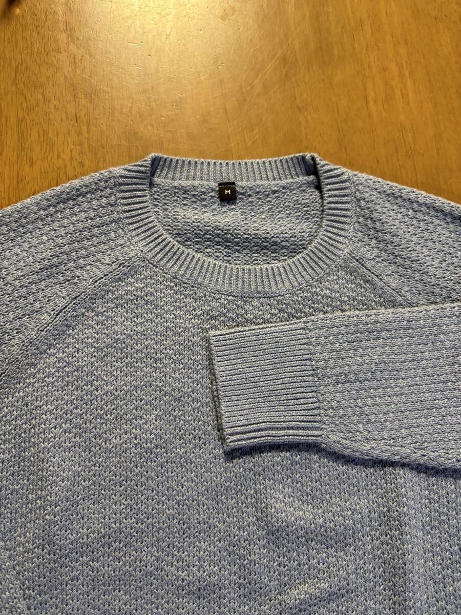 無印良品　㈱良品計画　綿100％　水色灰/クルーネックセーター