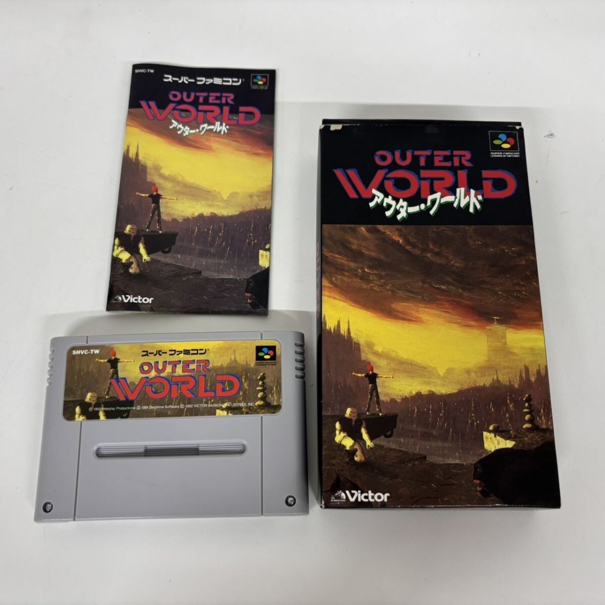N401-SG8-1519 ◎ スーパーファミコンSPF専用ソフト OUTER WORLD アウター・ワールド SHVC-TW Victor ビクター レトロゲーム 箱付き NB