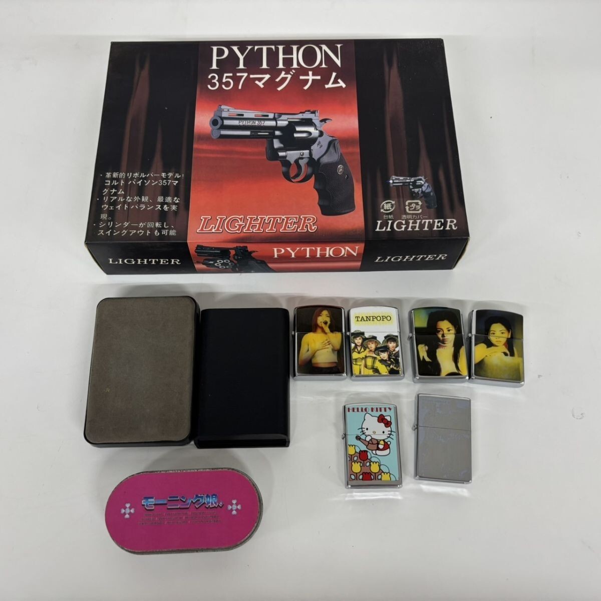 N398-■ ▲ コルト パイソン 357マグナム型/モーニング娘/倉木麻衣/ハローキティ/Zガンダム ライター 喫煙グッズ 喫煙具 まとめ 計10点 NB