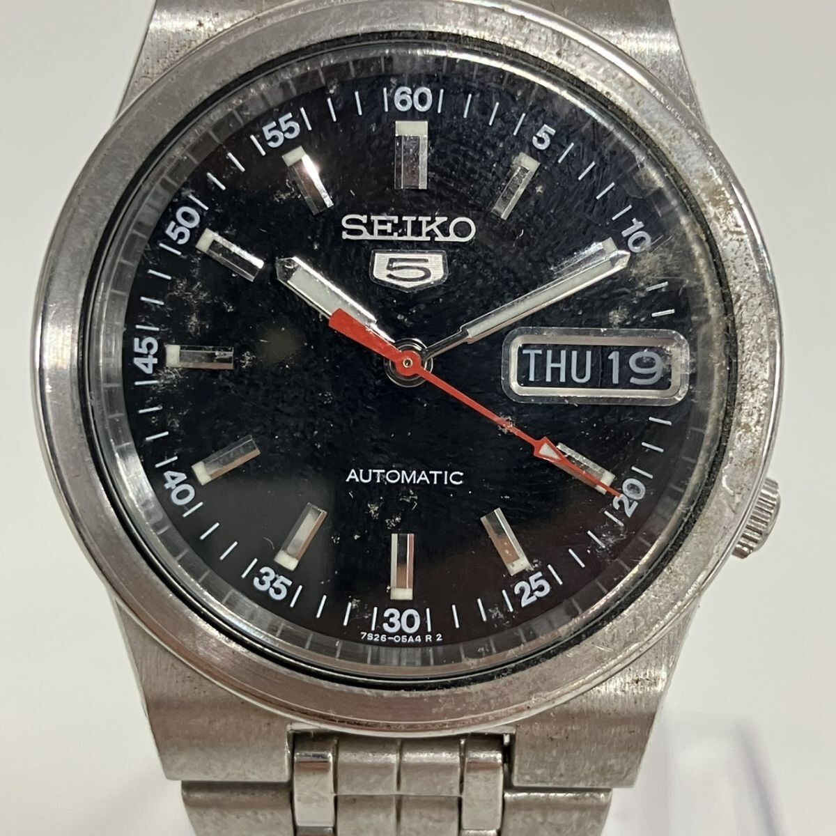 N120-NG19-83 ◎ 腕時計 セイコー 5 SEIKO 5 自動巻き AUTOMATIC デイデイト 7S26-01Y0 21石 裏スケ 稼働 メンズ ブラックダイアル NA