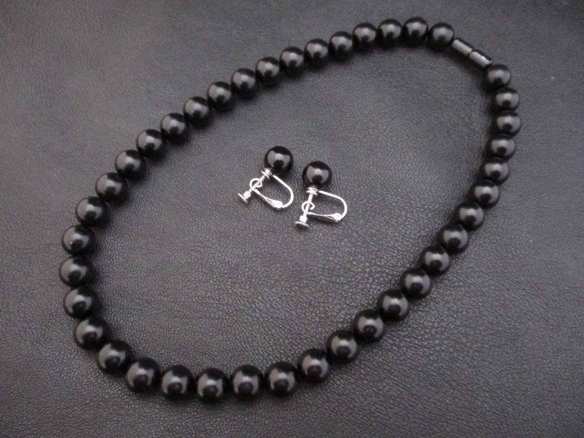 SILVER刻印★天然ジェット・ネックレス・イヤリング★鑑別書★H7900