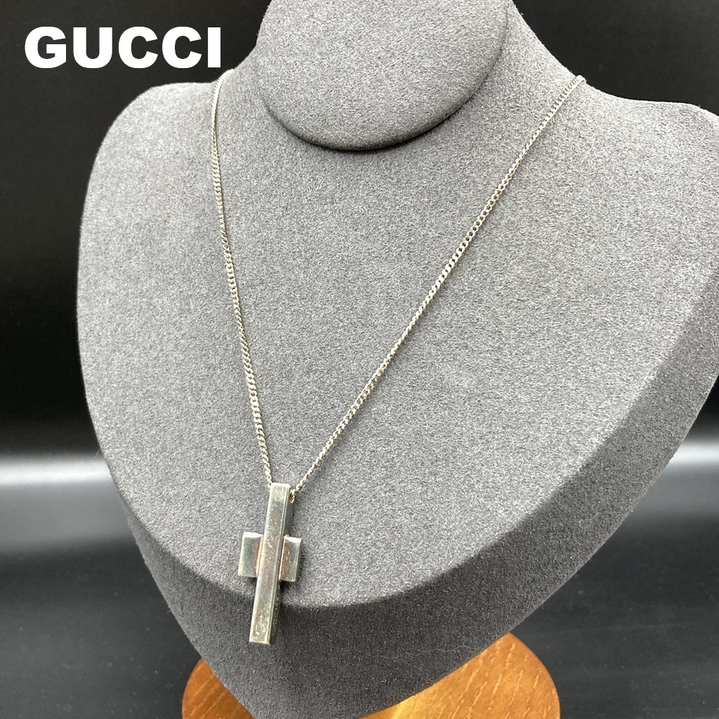 【人気】GUCCI / グッチ ネックレス シルバー 925 十字架 クロス アクセサリー/A-96