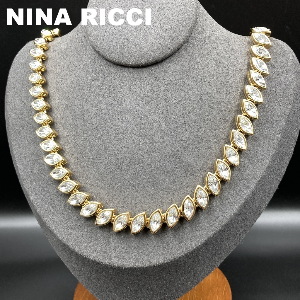 【人気】NINA RICCI / ニナリッチ ネックレス ゴールド ラインストーン クリスタル レディース アクセサリー/COB3-11