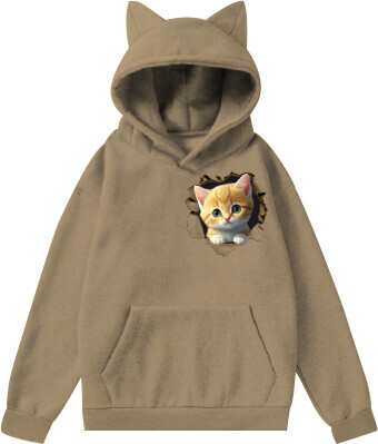 ★値下げ！パーカー　　ねこ　　モカ　　XL