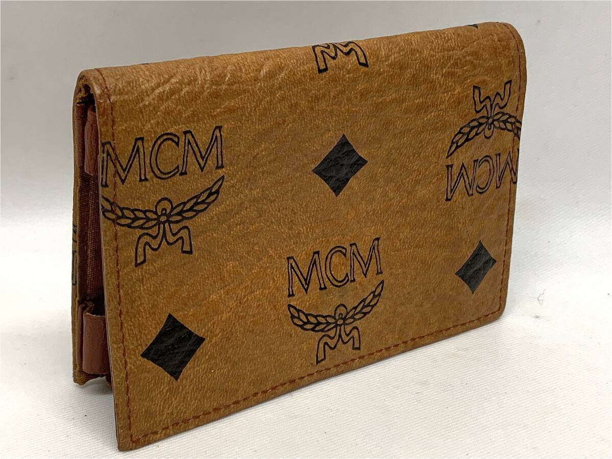 MCM エムシーエム ヴィセトス柄 レザー カードケース 名刺入れ ブラウン ベルト通 付き 12時間以内に発送