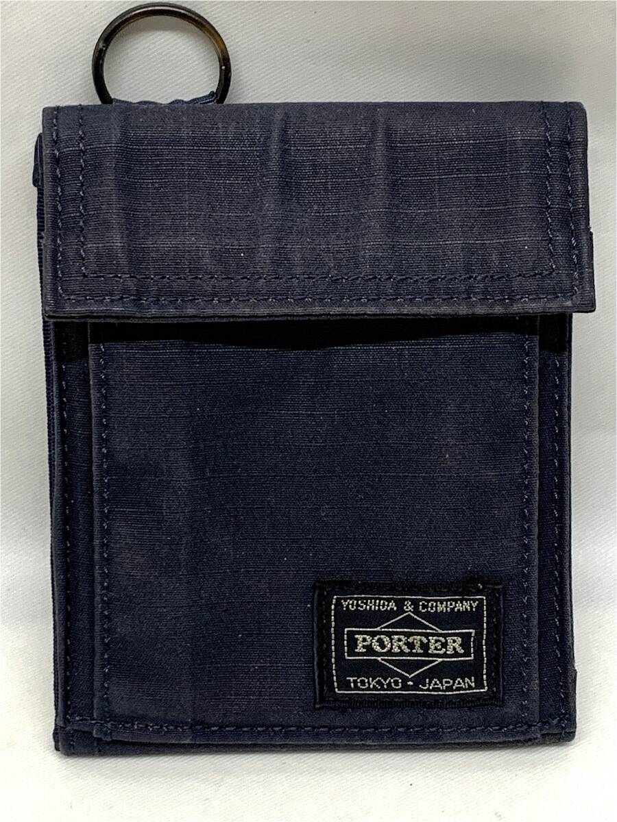 良品 PORTER ポーター 吉田カバン 二つ折り財布 メンズ ウォレット ネイビー 12時間以内に発送