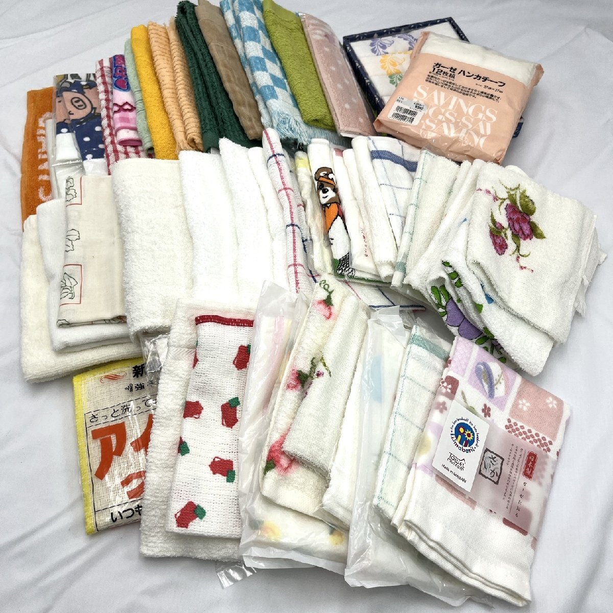 未使用 ハンドタオル ガーゼ 60枚以上 ふきん ダスター クロス タオルハンカチ ぞうきん 手拭き 粗品 保管品 ウェス 掃除に 道楽札幌