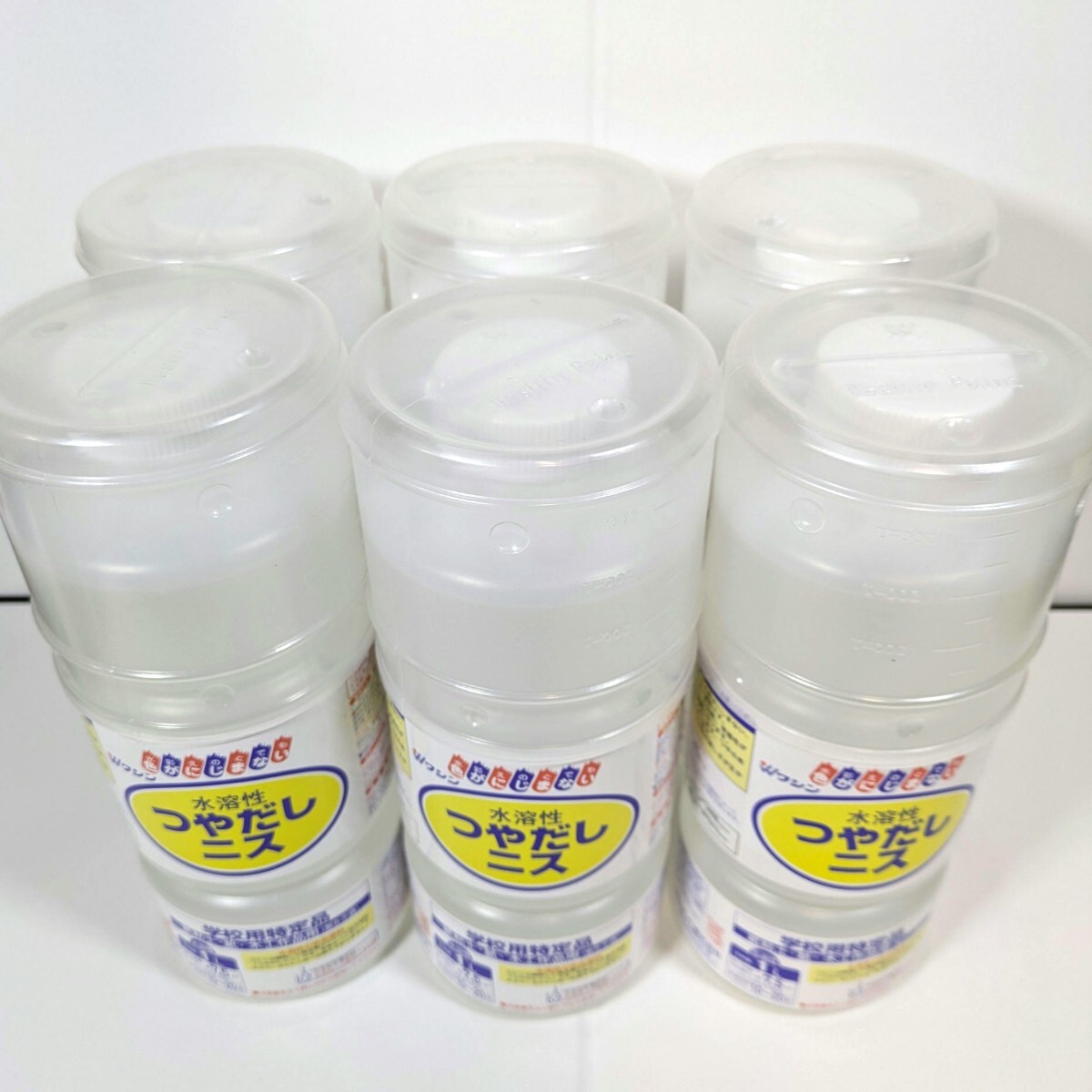 C【新品6本】１L水溶性つやだしニス　水溶性ニス　ワシン　つやだしニス　和信ペイント（木工つやだし 夏休み自由研究 工作）