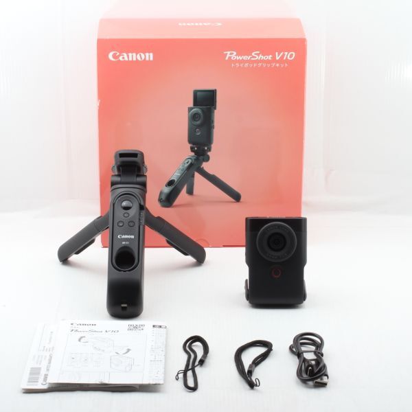 【美品】キヤノン Canon PowerShot V10 トライポッドグリップキット ブラック JS129-01063