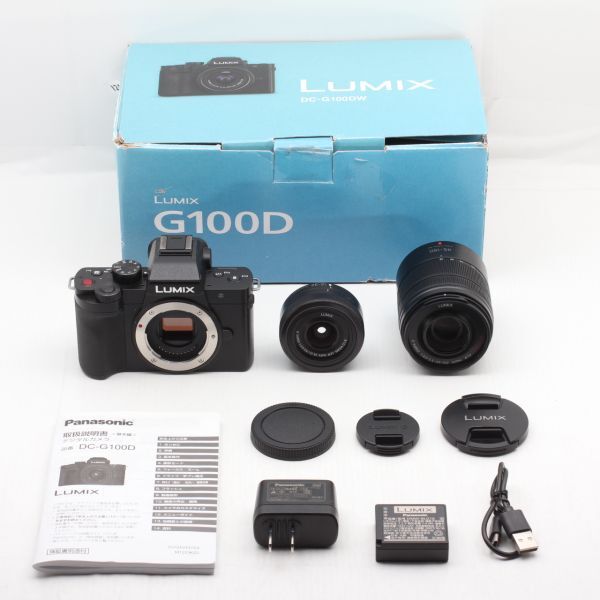 【美品】ショット数 680枚 パナソニック Panasonic ミラーレス一眼カメラ DC-G100D ダブルズームレンズキット JS129-01109