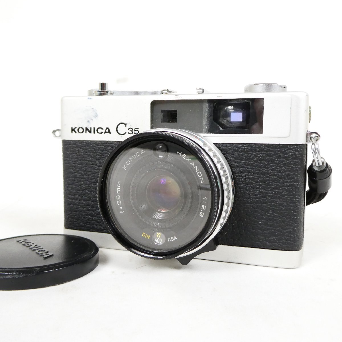 KONICA コニカ フィルムカメラ C35 コンパクトカメラ シルバー HEXANON 38mm F2.8 昭和レトロ ビンテージ ジャンク■CC007s■