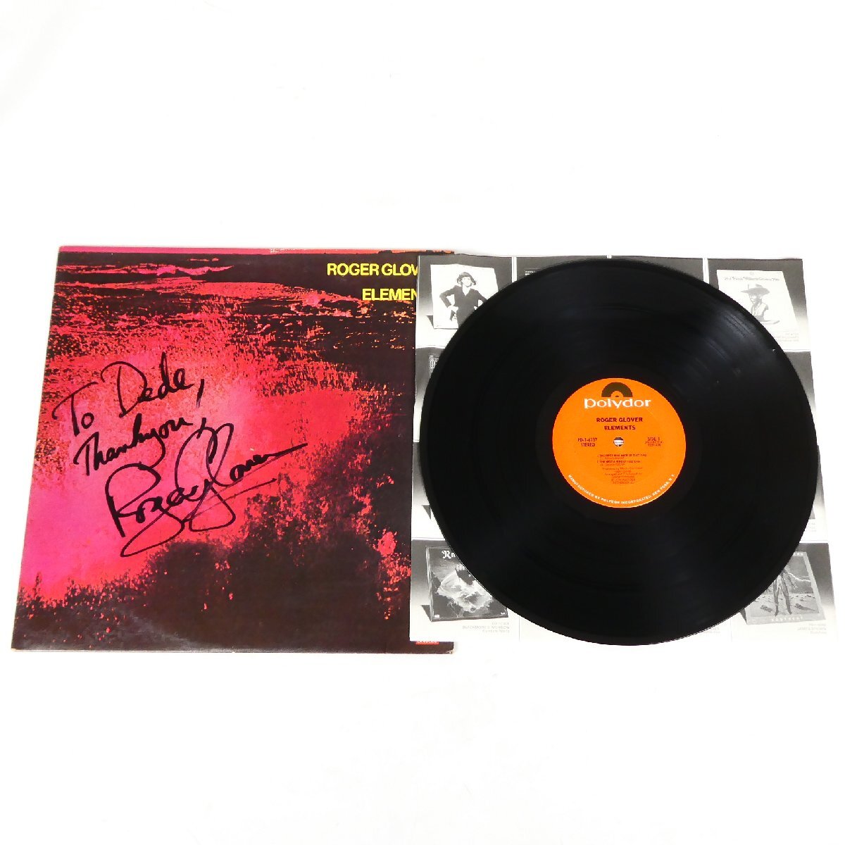 直筆サイン入り LP レコード ロジャー・グローヴァー エレメンツ ROGER GLOVER ELEMENTS PD-1-6137 コレクション品■AD193s■