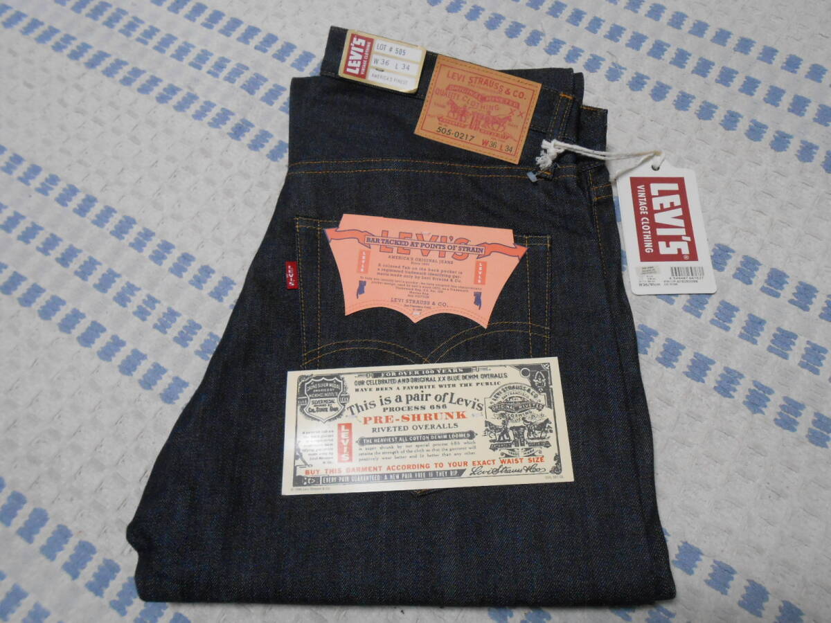 新品！1967年モデル！リーバイス　505-0217　W36・L34　ビッグE　赤ミミ　リジット　675050098　501XX　糊付き　日本製