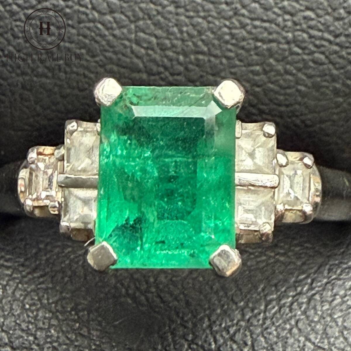 極上品 1円スタート 天然エメラルド リング Pt850 プラチナ エメラルド1.73ct ダイヤモンド0.37ct 5.5g 14号 指輪 ベリル GRJソーティング